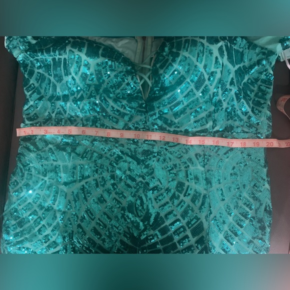 Teal sequin evening dress. Open to offers - Picture 6 of 7